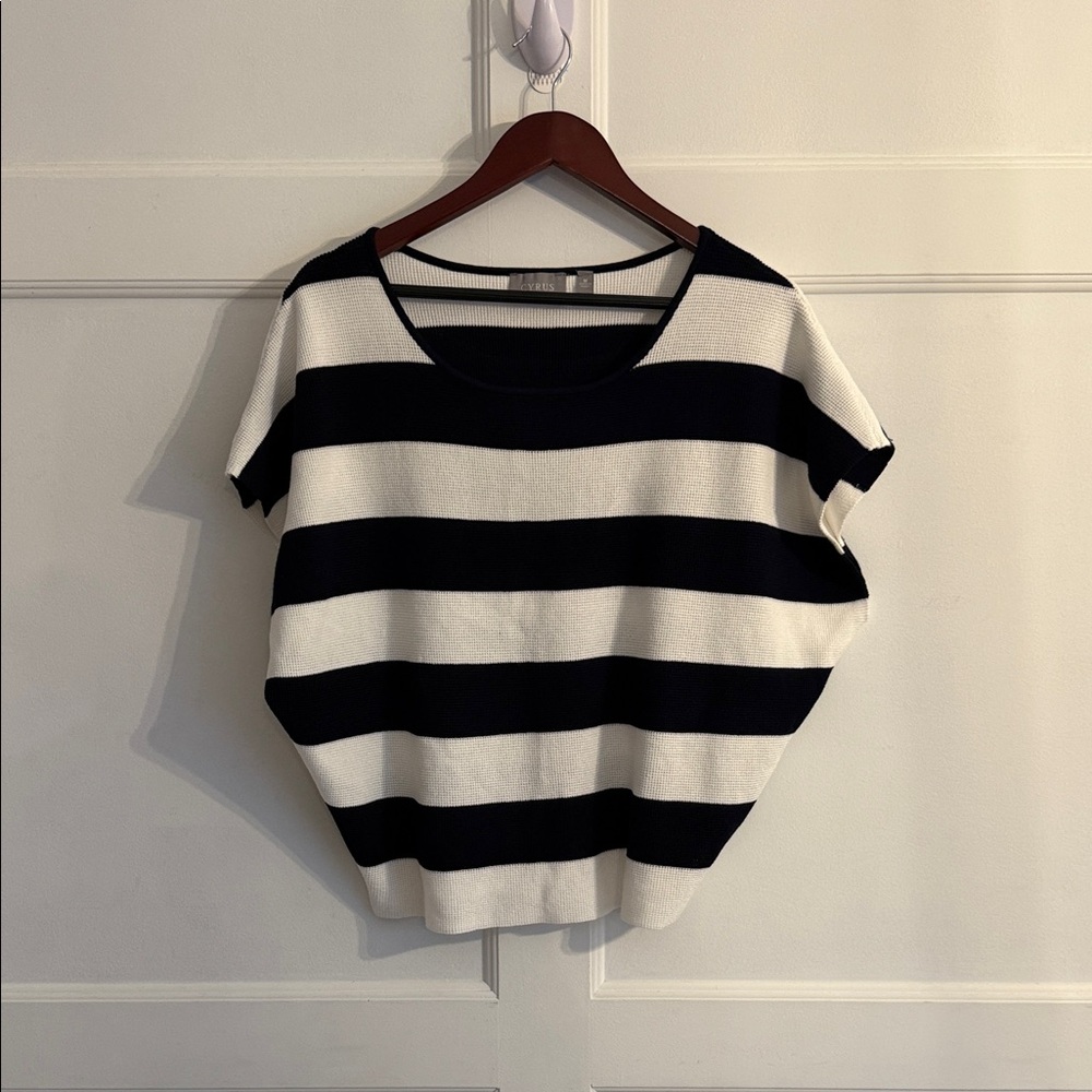 Striped Navy and White Oversized Women's Top